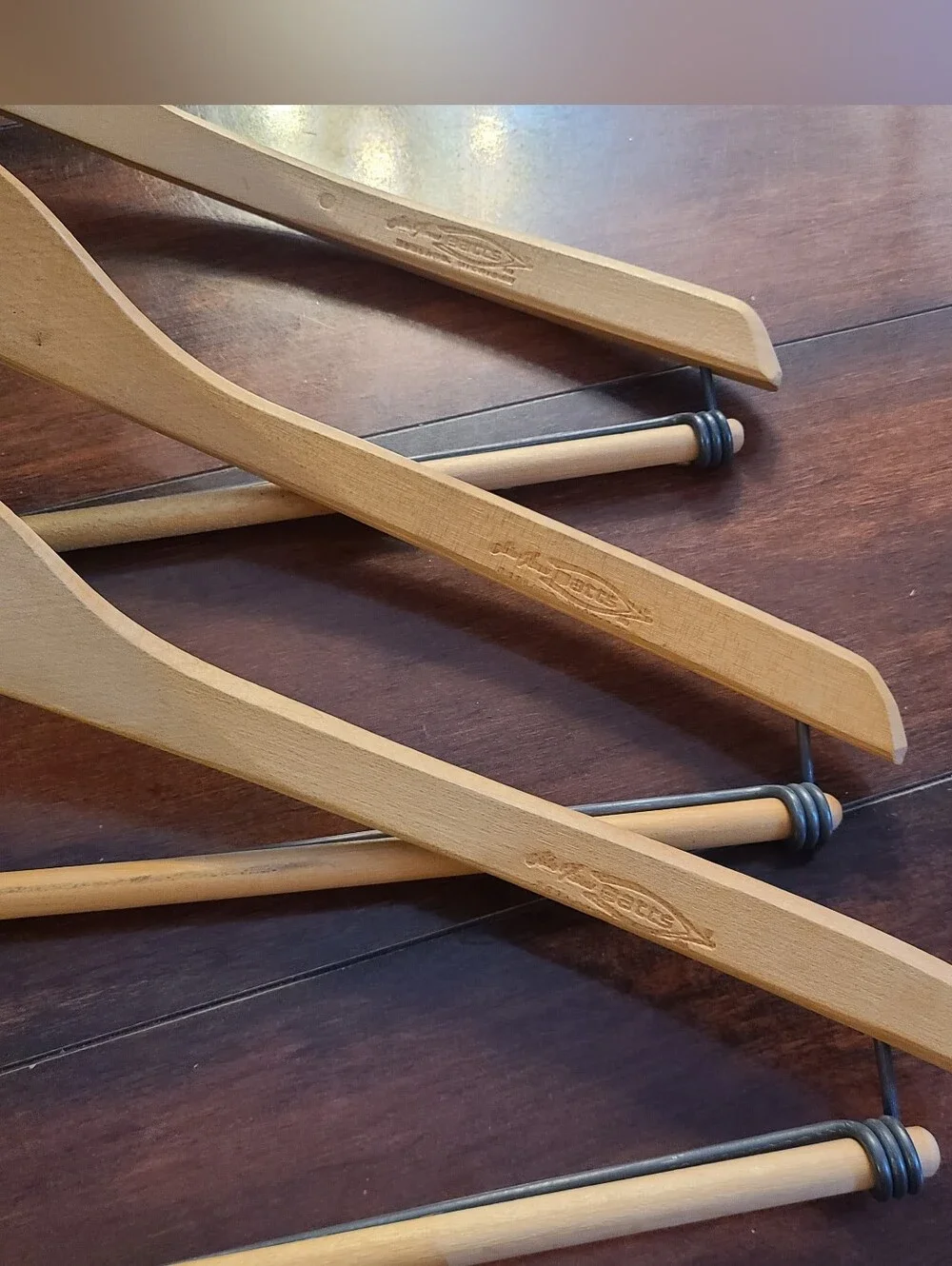 Mid Century Batts Wooden Suit Hangers w/ Trouser Bar Vintage Closet Lot 3